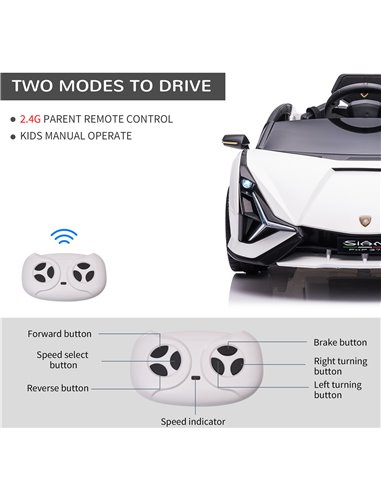 HOMCOM Compatible 12V Battery-powered Kids Electric Ride On Car Lamborghini SIAN Toy with Parental Remote Control Lights MP3 for