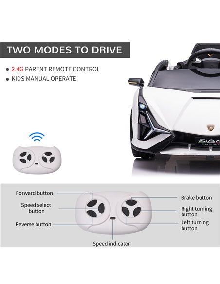 HOMCOM Compatible 12V Battery-powered Kids Electric Ride On Car Lamborghini SIAN Toy with Parental Remote Control Lights MP3 for - pic 5134 | FastDaddyshop