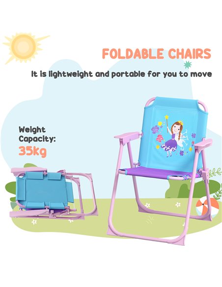 Outsunny 4PCs Kids Garden Furniture Set w/ 2 Seater Garden Swing Chair w/ Adjustable Canopy, Table and Chair Set w/ Parasol, for - pic 51340 | FastDaddyshop