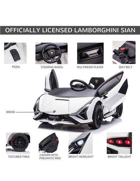 HOMCOM Compatible 12V Battery-powered Kids Electric Ride On Car Lamborghini SIAN Toy with Parental Remote Control Lights MP3 for - pic 5135 | FastDaddyshop