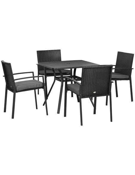 Outsunny 4 Seater Rattan Garden Furniture Set, Black 861-091V70BK - pic 51354 | FastDaddyshop