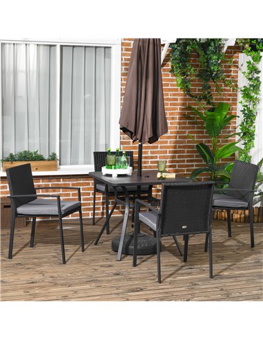 Outsunny 4 Seater Rattan Garden Furniture Set, Black 861-091V70BK