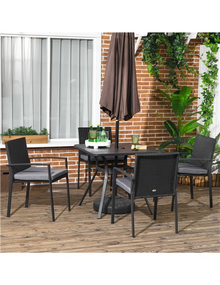 Outsunny 4 Seater Rattan Garden Furniture Set, Black 861-091V70BK - pic 51355 | FastDaddyshop