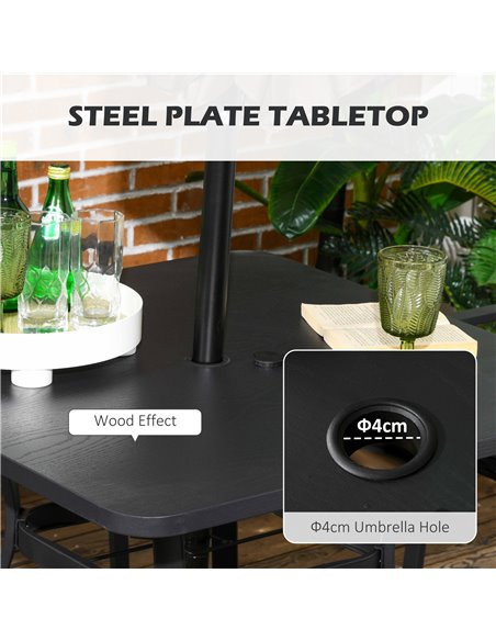 Outsunny 4 Seater Rattan Garden Furniture Set 5 Pieces Outdoor Dining Set with Cushions, Umbrella Hole - Black 861-091V70BK - pic 51358 | FastDaddyshop
