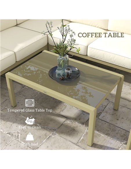 Outsunny 5-Piece Garden Sofa Set with Cushions, Aluminium Garden Furniture Sets with Glass Top Coffee Table, Patio Sectional Fur - pic 51377 | FastDaddyshop