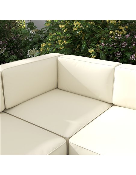 Outsunny 5-Piece Garden Sofa Set with Cushions, Aluminium Garden Furniture Sets with Glass Top Coffee Table, Patio Sectional Fur - pic 51378 | FastDaddyshop
