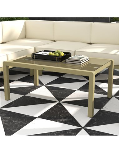 Outsunny 5-Piece Garden Sofa Set with Cushions, Aluminium Garden Furniture Sets with Glass Top Coffee Table, Patio Sectional Fur