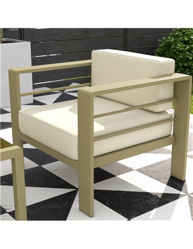 Outsunny 5-Piece Garden Sofa Set with Cushions, Aluminium Garden Furniture Sets with Glass Top Coffee Table, Patio Sectional Fur
