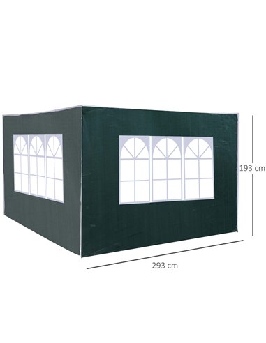 Outsunny 3 Meters Canopy Gazebo Marquee Replacement Exchangeable Side Panel Wall Panels Walls (Green) 01-0202