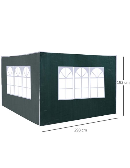 Outsunny 3 Meters Canopy Gazebo Marquee Replacement Exchangeable Side Panel Wall Panels Walls (Green) 01-0202 - pic 51383 | FastDaddyshop
