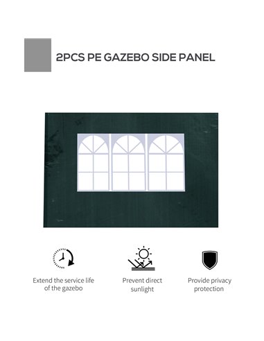 Outsunny 3 Meters Canopy Gazebo Marquee Replacement Exchangeable Side Panel Wall Panels Walls (Green) 01-0202
