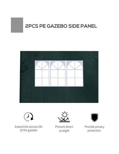 Outsunny 3 Meters Canopy Gazebo Marquee Replacement Exchangeable Side Panel Wall Panels Walls (Green) 01-0202 - pic 51385 | FastDaddyshop