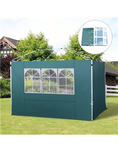 Outsunny 3m Gazebo with Versatile Exchangeable Side Panel, Perfect for Outdoor Events and Gatherings, Green 01-0209