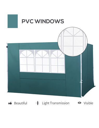 Outsunny 3m Gazebo with Versatile Exchangeable Side Panel, Perfect for Outdoor Events and Gatherings, Green 01-0209