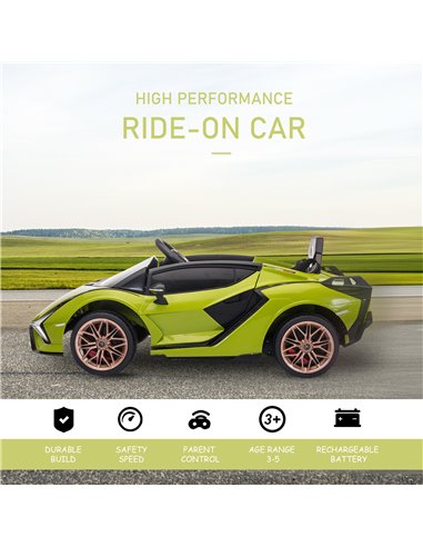 HOMCOM Compatible 12V Battery-powered Kids Electric Ride On Car Lamborghini SIAN Toy with Parental Remote Control Lights MP3 for