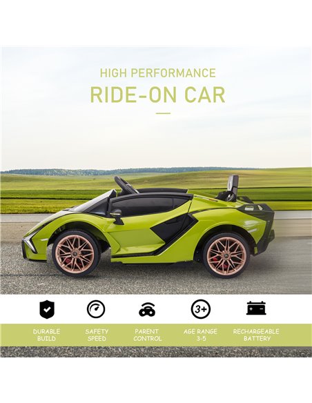 HOMCOM Compatible 12V Battery-powered Kids Electric Ride On Car Lamborghini SIAN Toy with Parental Remote Control Lights MP3 for - pic 5140 | FastDaddyshop