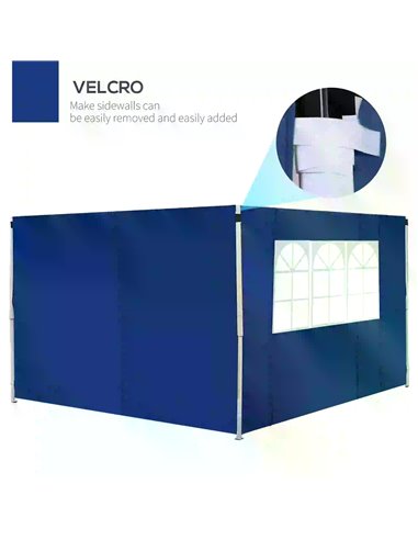 Outsunny 3m Gazebo with Exchangeable Side Panels, Window Feature, Outdoor Event Shelter, Blue 01-0208