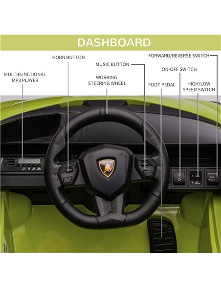 HOMCOM Compatible 12V Battery-powered Kids Electric Ride On Car Lamborghini SIAN Toy with Parental Remote Control Lights MP3 for - pic 5141 | FastDaddyshop