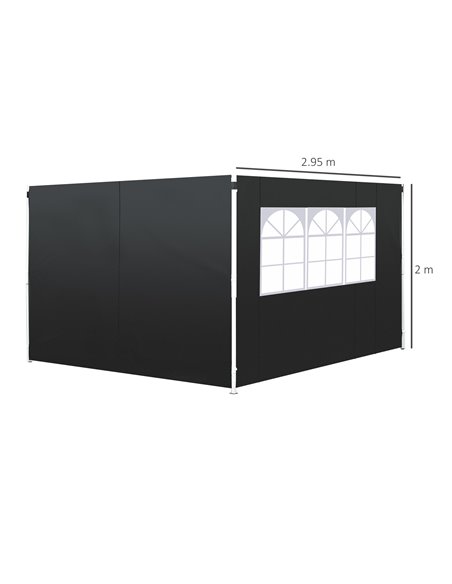 Outsunny 3m Gazebo Exchangeable Side Panels Wall-Black 01-0210 - pic 51410 | FastDaddyshop