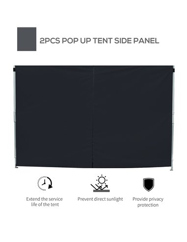 Outsunny 3m Gazebo Exchangeable Side Panels Wall-Black 01-0210