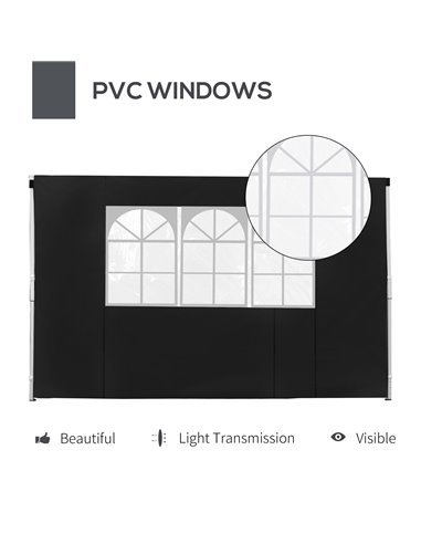 Outsunny 3m Gazebo Exchangeable Side Panels Wall-Black 01-0210