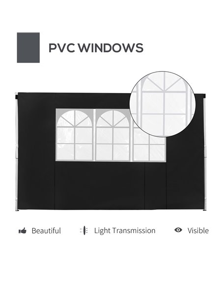 Outsunny 3m Gazebo Exchangeable Side Panels Wall-Black 01-0210 - pic 51412 | FastDaddyshop