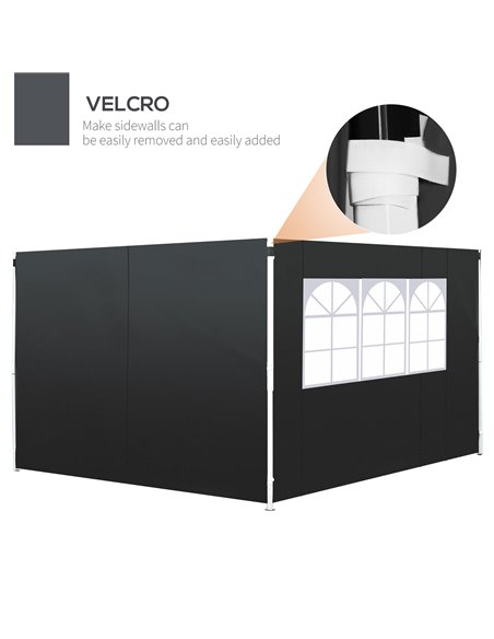 Outsunny 3m Gazebo Exchangeable Side Panels Wall-Black 01-0210 - pic 51413 | FastDaddyshop