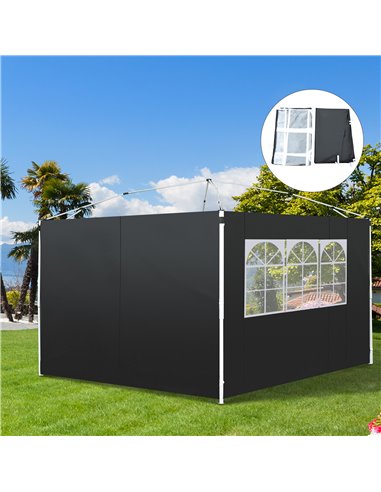 Outsunny 3m Gazebo Exchangeable Side Panels Wall-Black 01-0210
