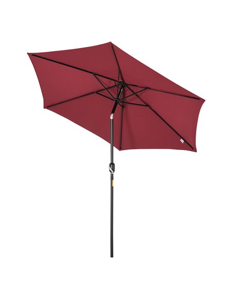 Outsunny 9ft Aluminium Patio Umbrella Sun Shade, Wine Red 840-061WR - pic 51426 | FastDaddyshop