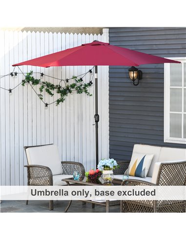 Outsunny 9ft Aluminium Patio Umbrella Sun Shade, Wine Red 840-061WR