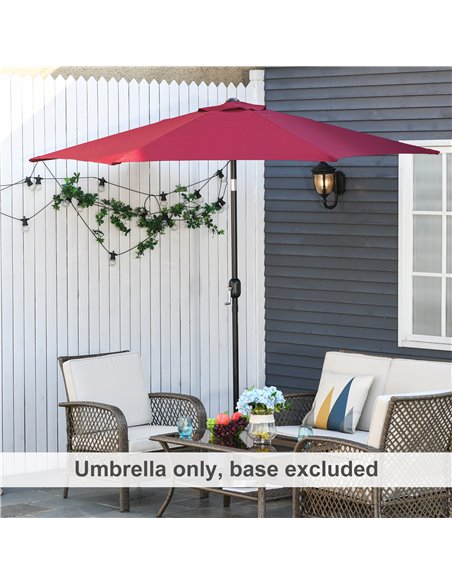 Outsunny 9ft Aluminium Patio Umbrella Sun Shade, Wine Red 840-061WR - pic 51427 | FastDaddyshop