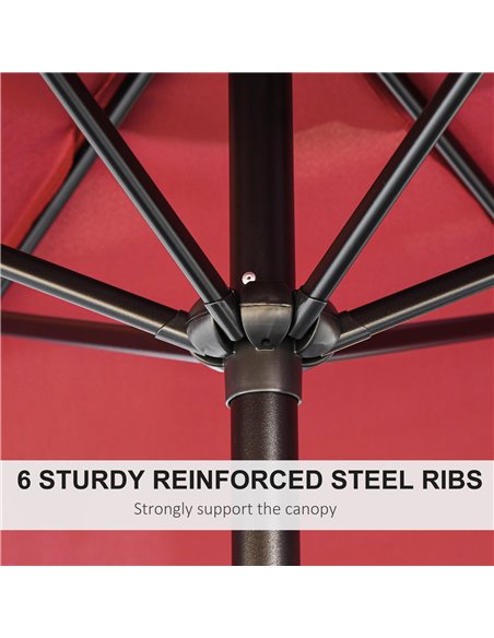 Outsunny 9ft Aluminium Patio Umbrella Sun Shade, Wine Red 840-061WR - pic 51432 | FastDaddyshop