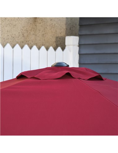 Outsunny 9ft Aluminium Patio Umbrella Sun Shade, Wine Red 840-061WR