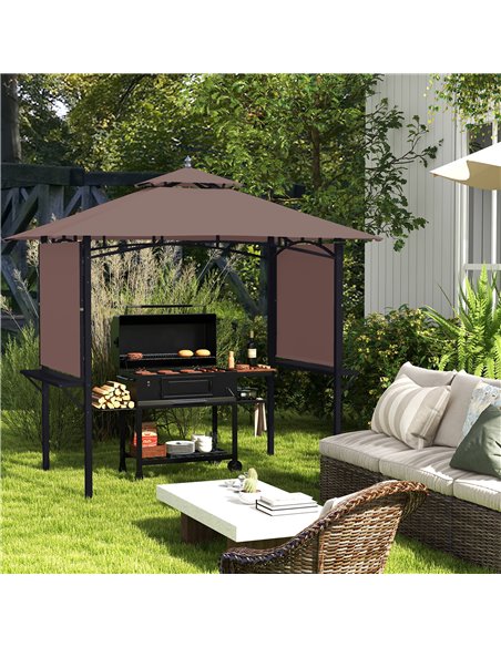 Outsunny 2.5 x 1.5m BBQ Tent Camping Picnic Gazebo Marquee Shelter Portable Waterproof, Coffee 84C-011 - pic 51436 | FastDaddyshop