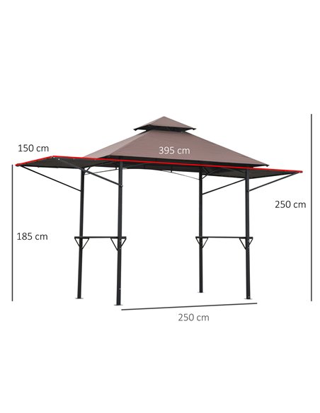 Outsunny 2.5 x 1.5m BBQ Tent Camping Picnic Gazebo Marquee Shelter Portable Waterproof, Coffee 84C-011 - pic 51437 | FastDaddyshop