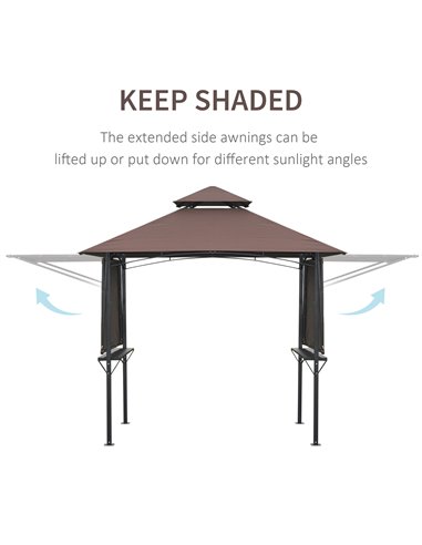 Outsunny 2.5 x 1.5m BBQ Tent Camping Picnic Gazebo Marquee Shelter Portable Waterproof, Coffee 84C-011