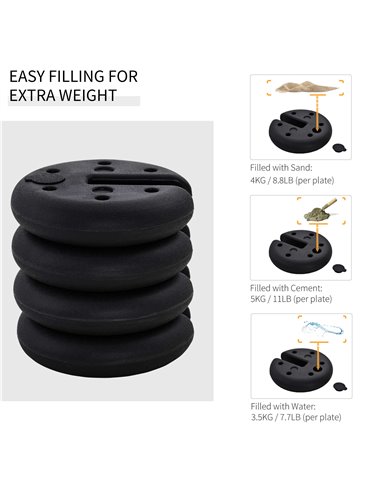 Outsunny Gazebo Tent Sand Leg Weights, Sand Fillable Set of 4 PCs, Marquee Party Tent Canopy Accessory 84C-085