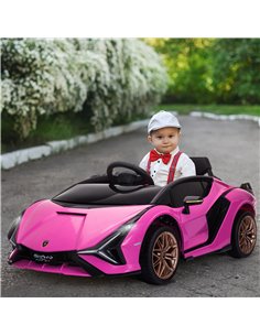 Homcom 3+ Kids Electric Car 12V Lamborghini SIAN with Parental Remote Control, Lights, MP3, Pink 2