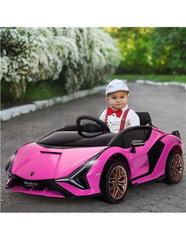 HOMCOM Compatible 12V Battery-powered Kids Electric Ride On Car Lamborghini SIAN Toy with Parental Remote Control Lights MP3 for