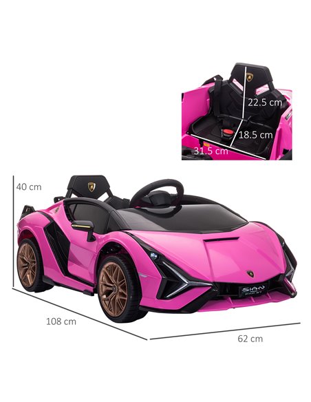 HOMCOM Compatible 12V Battery-powered Kids Electric Ride On Car Lamborghini SIAN Toy with Parental Remote Control Lights MP3 for - pic 5147 | FastDaddyshop