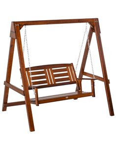 Outsunny 2 Seater Outdoor Garden Swing Chair Wooden Hammock Bench for Porch Patio Yard 84A-172