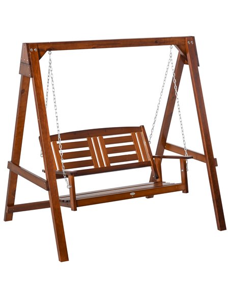 Outsunny 2 Seater Outdoor Garden Swing Chair Wooden Hammock Bench for Porch Patio Yard 84A-172 - pic 51471 | FastDaddyshop