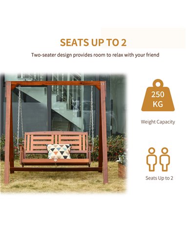 Outsunny 2 Seater Outdoor Garden Swing Chair Wooden Hammock Bench for Porch Patio Yard 84A-172