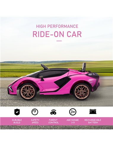 HOMCOM Compatible 12V Battery-powered Kids Electric Ride On Car Lamborghini SIAN Toy with Parental Remote Control Lights MP3 for