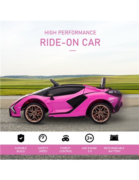 HOMCOM Compatible 12V Battery-powered Kids Electric Ride On Car Lamborghini SIAN Toy with Parental Remote Control Lights MP3 for - pic 5148 | FastDaddyshop