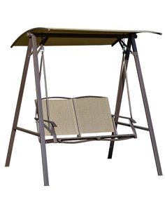 Outsunny 2 Seater Garden Swing Chair, Outdoor Canopy Swing Bench, Brown 84A-251BN