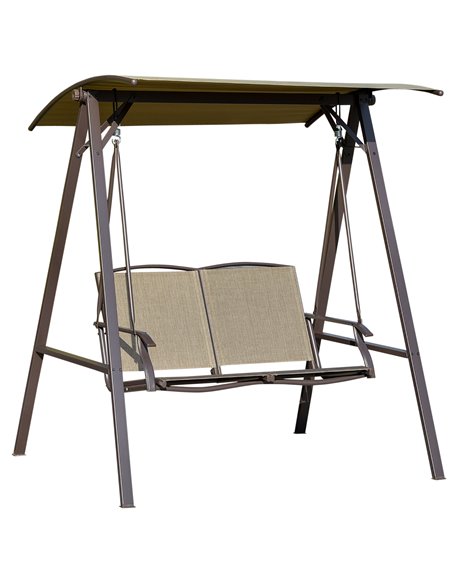 Outsunny 2 Seater Garden Swing Chair, Outdoor Canopy Swing Bench, Brown 84A-251BN - pic 51480 | FastDaddyshop