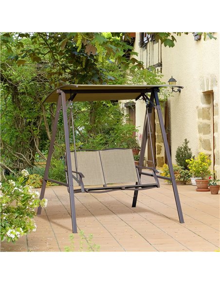 Outsunny 2 Seater Garden Swing Chair, Outdoor Canopy Swing Bench, Brown 84A-251BN - pic 51481 | FastDaddyshop