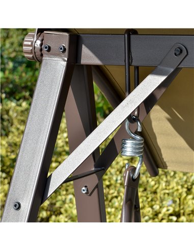 Outsunny 2 Seater Garden Swing Chair, Outdoor Canopy Swing Bench with Adjustable Shade and Metal Frame, Brown 84A-251BN