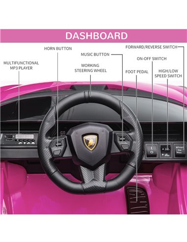 HOMCOM Compatible 12V Battery-powered Kids Electric Ride On Car Lamborghini SIAN Toy with Parental Remote Control Lights MP3 for